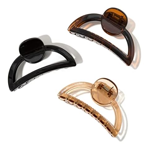 Hair Claw Clips - Medium Dark Neutral Color Hair Clips for Women and Girls - Pack of 3 - 3.5 inch Hair Clips for Thick Thin Fine Long Hairs Cover