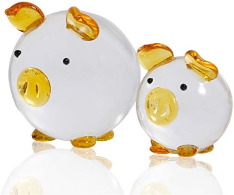 HANUR Crystal Transparent Cute Pig Figurine Clear Ornament Home Decoration Collection Paperweight for Kids, Families