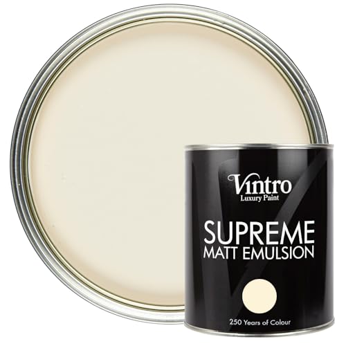 Vintro | Luxury Matt Emulsion | Smooth Chalky Finish | Multi Surface Paint | for Walls, Ceilings, Wood and Metal (Cream) 1L