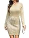 Gyabnw Strickkleid Weihnachten Damen Rundhals Elegant Winterkleid Modisches Pulloverkleid Midikleid für Freizeit