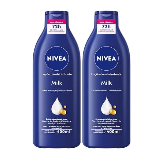 Kit com 2 Loções Hidratantes Milk Pele Seca a Extrasseca 400Ml Cada, Nivea
