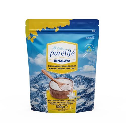 Purelife Himalayan Coarse Salt White – Unrefined Natural Crystal Rock Salt for Grinders & Mills – Kosher Certified – From the Same Mine as Pink Himalayan Salt – 1.1 lbs