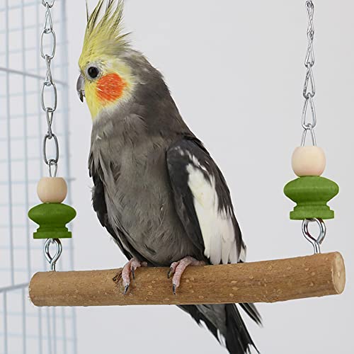 Image of La La Pet Wood Bird Swing with Hardware Pet Bird Swing Parakeet Perch Stand Cockatiel Perch Swing Lovebird Cage Perch Bird Swing Toy for Bird Cage Decoration