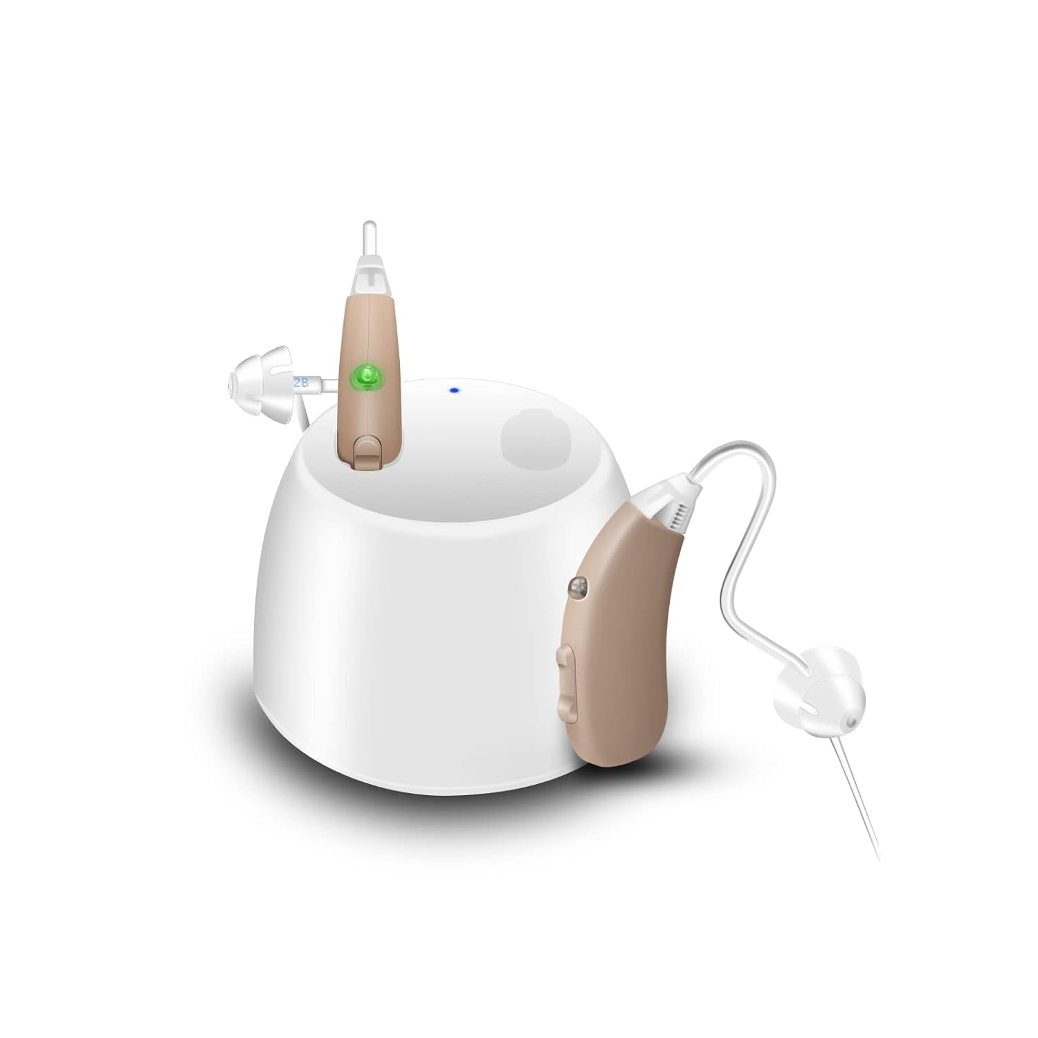 Hearing Aids Rechargeable for Adults and Seniors Small 8 Channel Digital BTE Hearing Amplifiers with Noise Canceling, Include Magnetic Contact Charging Dock (Pair, beige)