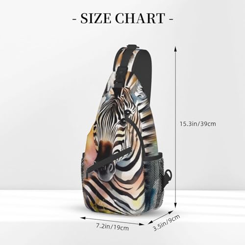 Bolso tipo bandolera unisex con estampado acuarela cebra miniatura 3