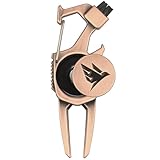 SWIFTEE Golf Divot Pitch Mark Repair Tool 7-in-1 - Club Holder, Brush, Clip Buckle, Groove Cleaner, Bottle Opener, Ball Marker, Divot Tool - Gift Box Included (Antique Copper)