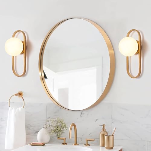 Bektas Gold Wall Lamp Sconces Set of 2 with White Globe Glass Shade - Living Room & Bedroom Wall Lights ETL Listed by Bektas - Used condition - Image 5