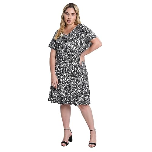 Vestido Plus Size Estampado Secret Glam Preto Plus G3