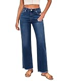 LookbookStore Women's Tummy Control Blue Straight Cute Jeans - Plus Size, Dark Blue, X-Large