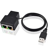 Poyiccot RJ45 Splitter Adapter, Ethernet Splitter RJ45 Network Extension Connector for Cat5, Cat5e, Cat6, Cat7 Cable Works for Two Devices of Internet Simultaneously, for Router TV Box PC Lapop