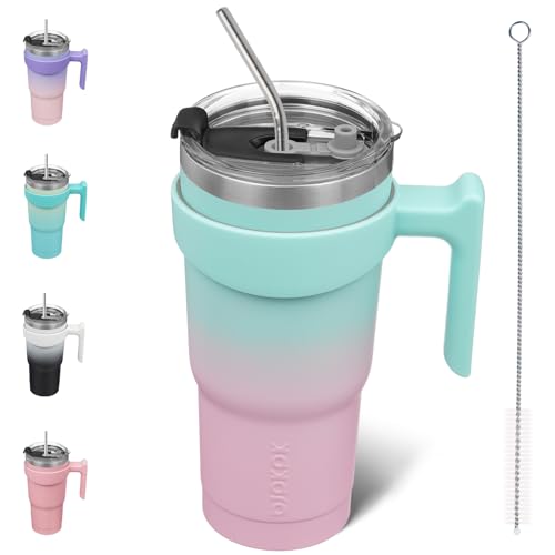 Image of BJPKPK 20 oz Tumbler with Handle & Straw, Insulated Stainless Steel Mug