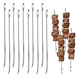 10 PCS Brochetas Barbacoa de Acero Inoxidable 17.5cm, Agujas de Acero Inoxidable Pinchos para Carne, Cócteles, Brochetas de Frutas Unidades para Malvaviscos Palillos para Hogueras y BBQ