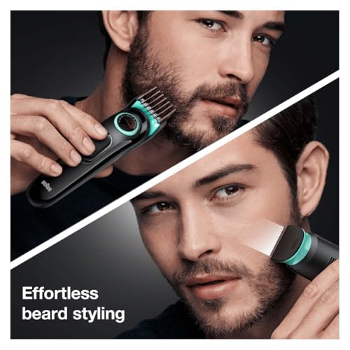 Image of Braun Beard Trimmer 3, BT3321, Beard Trimmer for Men from Gillette, Hair Clipper, Lifetime Sharp Blades, 20 Length Settings, Advanced German Engineering, 50-min Runtime, Waterproof, (Black / Vibrant Green)