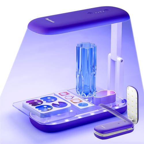 Resiners Lámpara UV para resina, lámpara UV de doble cara para resina, lámpara UV plegable, linterna negra ultravioleta LED inalámbrica y recargable, suministros y herramientas, púrpura