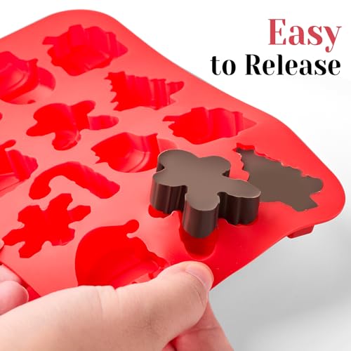 Cluewr CL119-CHRISTMASMOLD-3 Christmas Silicone Chocolate Molds, 2Pcs Holiday Gummy Candy Molds Santa Clause Christmas Tree Snowman Gingerbread Man Molds For Jello, Ice Cubes thumb #4
