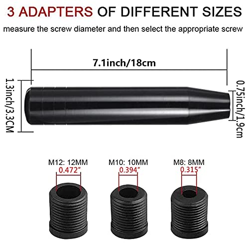 Yjxian 7.1" Gear Stick Shifter Knobs, Heavy Weighted Car Shift Head Knob With Aluminum Alloy Shifting Lever Fit Most Manual Automatic Vehicles With 3 Threaded Adapters M8 M10 M12 X 1.25, Black #TOP1
