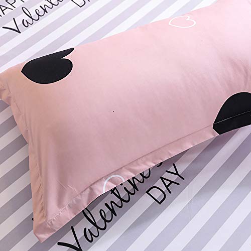 Housse de couette cœur 200x200 rose avec taies en microfibres douce