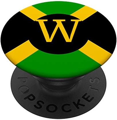 Jamaican Flag Yellow Letter W Initial Jamaica Accessories PopSockets Grip and Stand for Phones and Tablets
