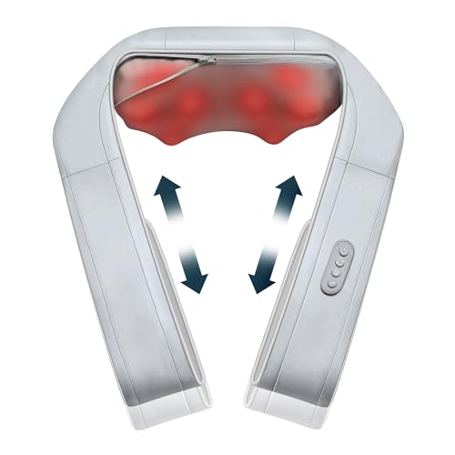Nekteck Shiatsu Neck and Back Massager with Soothing Heat, Electric Deep Tissue 3D Kneading Massage Pillow for Shoulder Leg Body Muscle Pain Relief, 3 Speed Intensities