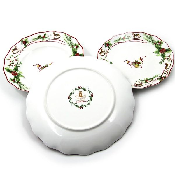 Royal Family Servicio de Vajilla de Navidad con Decoro de Campanas y Caballitos de Doma para 6 Puestos de Mesa (18 Piezas) en Porcelana Brillante y Resistente - Apto para Lavavajillas y Horno