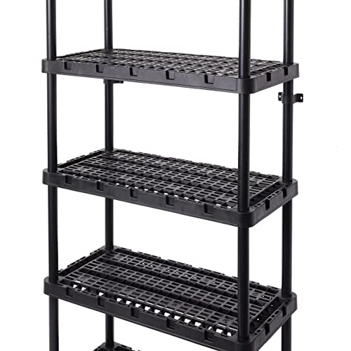 Gracious Living 5 Shelf Knect-A-Shelf Ventilated Heavy Duty Storage Unit 18 X 36 X 72 Organizer System For Home, Garage, Basement & Laundry, Black #TOP7