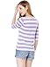 Allegra K Women's Elbow Sleeves Top Round Neck Slim Fit Basic Tee Casual Printed T-Shirt Small Light Purple-Striped