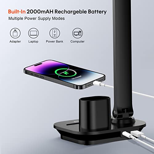 Xubialo Desk Lamp For Home Office, Led Desk Lamp With Usb Charging Port, Touch Control Small Desk Lamp With Pen/Phone Holder, 3 Color Modes Foldable Study Reading Lamp With 10 Min Timer #TOP3