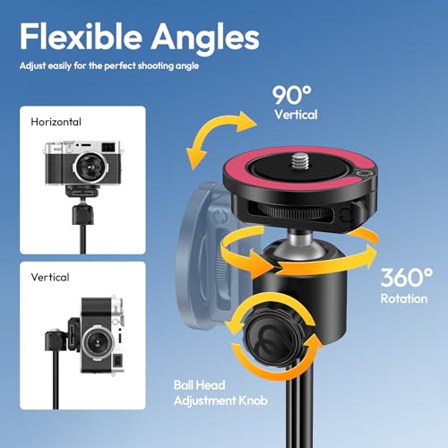 Image of ULANZI MT44M Auto Open Magnetic Phone Tripod, 59 inch Selfie Stick with Remote | Tripod Stand 2-in-1 Dual Mount&1 /4 inch Screw for Phone&Camera, 360Ball Head for iPhone Android, Vlogging, Live Streaming, Black