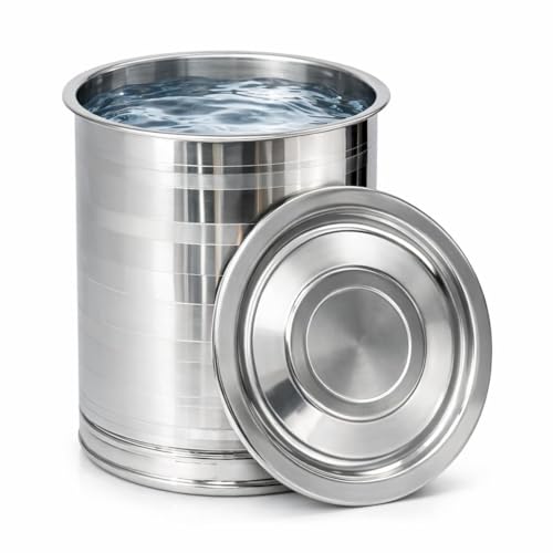 Image of ODAR Stainless Steel Atta Tanki with Lid - Heavy Duty Flour Storage Container | Atta Drum /Pawali /Box | Rust Proof Kitchen Storage (Aata Tanki 16Kg)