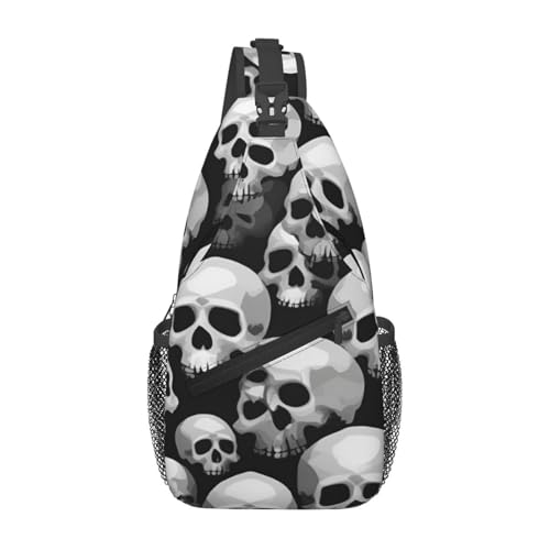 Mochila cruzada tipo sling con estampado de calavera miniatura 1