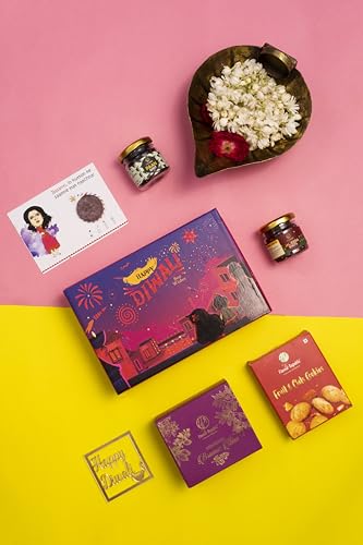 Image of The Flavour Republic Premium Diwali Treat Gift Box | Bhai Dooj & Deewali Hamper with Brownie Thins, Mukhwas Paan Shots & Healthy Snacks | Perfect for Birthdays, Anniversaries, Friends, Family & Corporate Gifting | Gourmet Snack Box