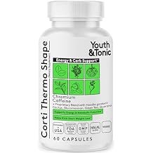 Youth & Tonic Corti-Thermo Shape 60 Capsules Advanced Diet Pills as Support for Energy Metabolism Focus Cravings for Men and Women with Caffeine Chromium Glucomannan Guarana Hoodia Gordonii I