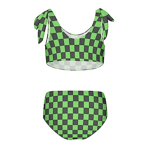 Red Checkered Square Girls Bikini Sets 2 Piece Swimsuits Bathing Suit Swimwear2