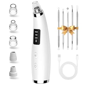 Blackhead Remover Pore Vacuum – Blackhead Remover for Face with 5 Attachments & 3 Suction Levels – Blackhead Vacuum removers for Women & Men (White)