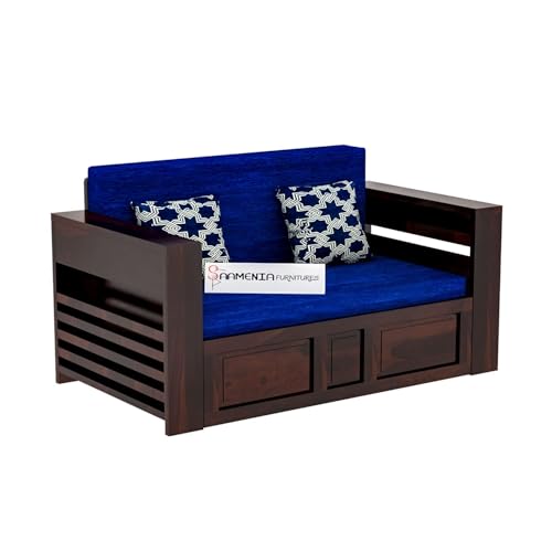 Image of Mamta Furniture Solid Wood Foster 2 Seater Sofa Cum Bed for Living Room | Two Seater Sofa Bed for Home | Sofa Com Bed | Sheesham Wood Natural Walnut