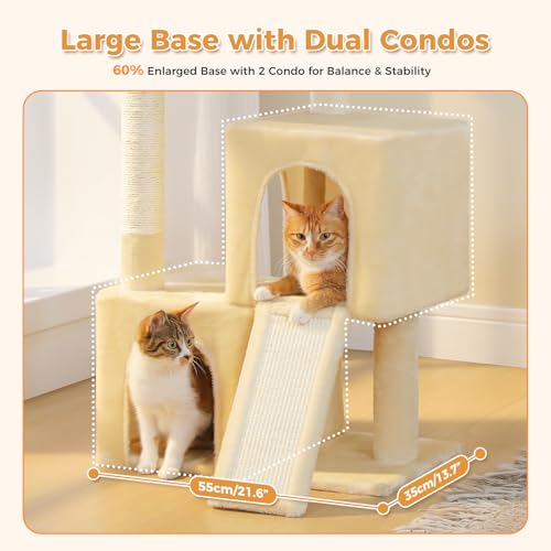 Image of PAWZ Road Cat Tree, 35 inch Cat Tower with Dual Condos for Indoor Cats, Beige