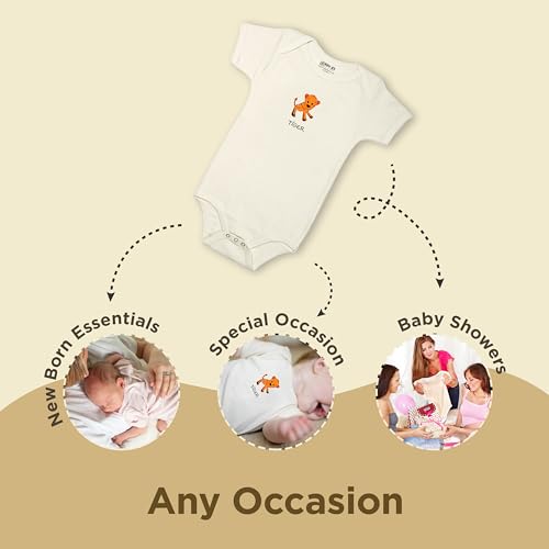Kee-Ka Baby Clothes - Unisex Newborn Bodysuit - Organic Cotton Short Sleeve Onesie with Print3