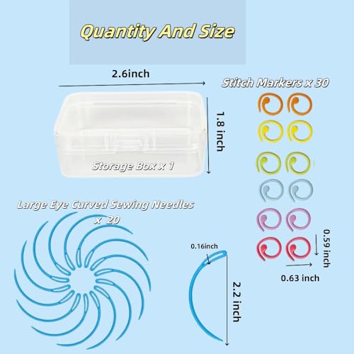 Image of Plastic Yarn Sewing Needle Darning Needles for Yarn Weaving Needles 30 Pcs Stitch Markers Colorful Crochet Stitch Markers for Knitting with Storage Box (Style 2)