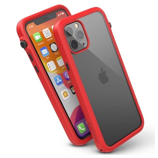 Waterproof Case for iPhone 11 Pro with Lanyard, Clear Back, Military Grade Quality, 33ft Waterproof, 6.6ft Drop Proof, Built-in Screen Protector, Retail Packaging - Flame Red