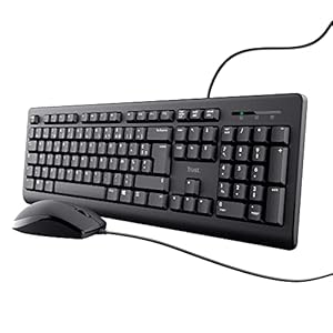 Trust Taro Pack Clavier et Souris Filaires - Clavier AZERTY Français, Résistant aux Éclaboussures, Silencieux, Câble USB de 1.8 m, Clavier PC, Portable, Ordinateur, Windows, Mac OS - Noir