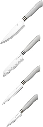 Miniatura 9 de Juego de 5 cuchillos de cocina de corte ecológico, cuchillas de acero inoxidable de alto carbono con asas ergonómicas ecológicas, incluye chef,