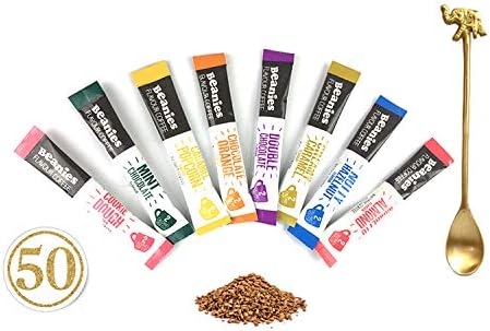 50 Beanies Mixed Flavour Instant Coffee Sticks with a Beautiful Brass Teaspoon