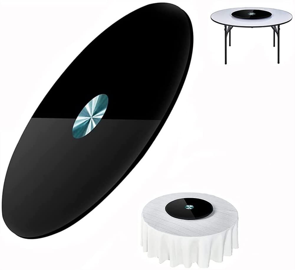 Table tournante en verre noir Ø70 cm pour plateau de service de table d'hôtel chic