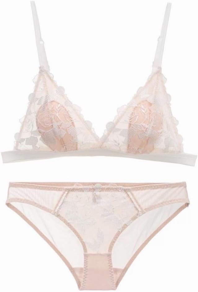Thin Cotton Bra Set Triangle Cup Underwear With No Steel