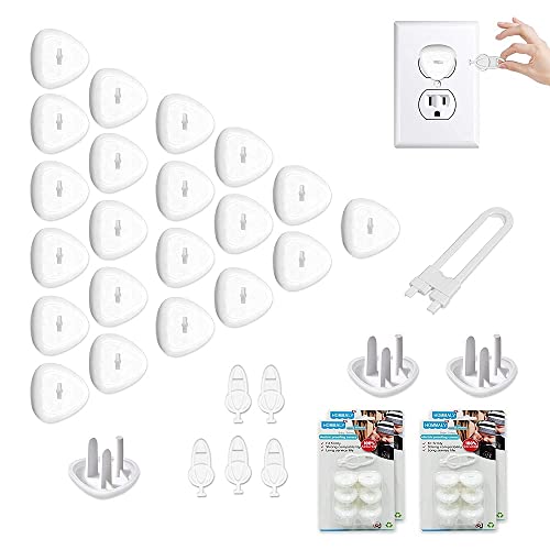 Image of Electric Outlet Plugs Covers Baby Proofing(24 Plug + 5 Keys),Baby Safety ElectricalProtector Caps Kit for Toddlers Child