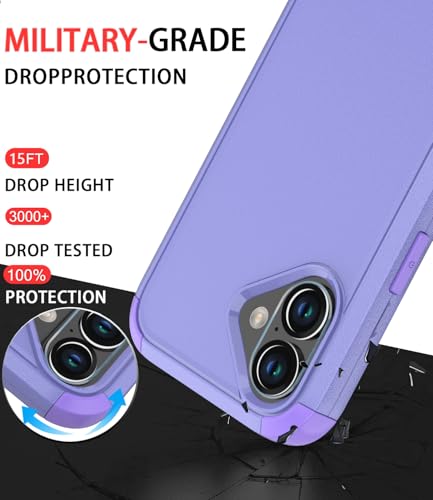 Image of Diverbox for iPhone 16 Plus Case [Shockproof] [Dropproof] [Tempered Glass Screen Protector + Camera Protectors] Heavy Duty Protection Phone Case Cover for Apple iPhone 16 Plus (Purple)