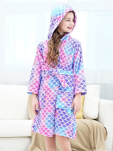 Image of Doctor Unicorn Soft Hooded Rainbow Bathrobe Sleepwear for Girls