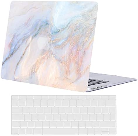 ACJYX Compatible with MacBook Air 13 inch Case 2020 2019 2018 Release A2337 M1 A2179 A1932 Retina Display with Touch ID, Protective Plastic Hard Shell Case & Keyboard Skin, Pink Glitter Marble