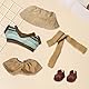 5 Stück Puppen Kleidung für 17 cm Puppen, 17cm Mini Plüsch Puppen Plüschpuppe 1 Braun Pullover in Blockfarben+1 Khakihose+1 Mütze+1 Schal+1 Paar Schuhe, für Mädchen Geburtstagsgeschenk, Keine Puppe