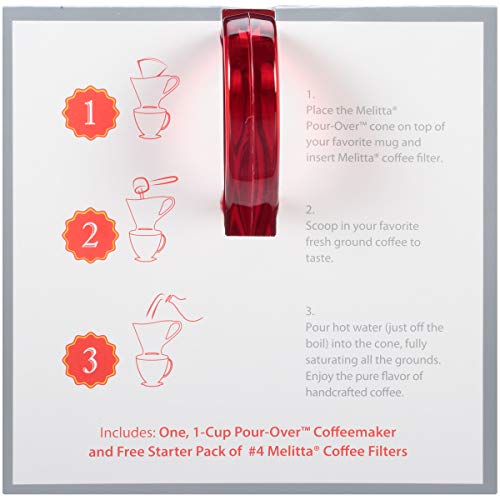 Melitta Signature Series 1 xícara de café para servir na cafeteira Tritan Red